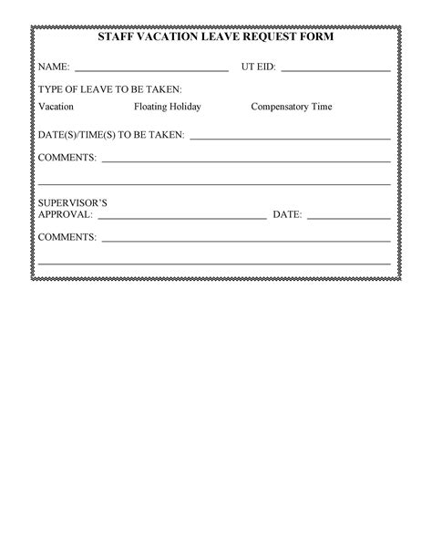 Printable Template Vacation Request Form Printable Forms Free Online