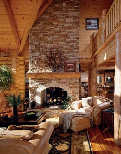 38 Rustic Country Cabins With A Stone Fireplace For A