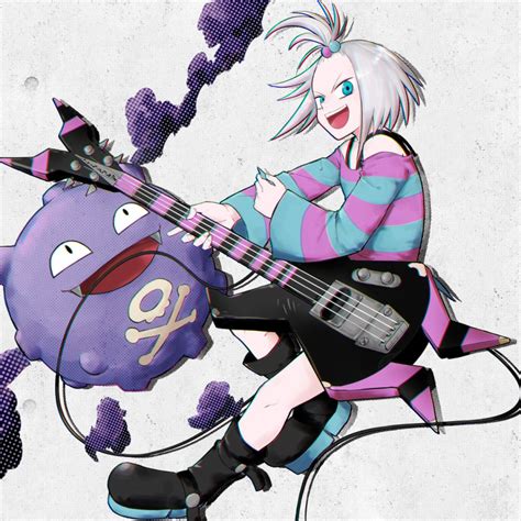 The Big Imageboard Tbib 1girl Bass Guitar Blue Eyes Boots Dress Forehead Gen 1 Pokemon Gym
