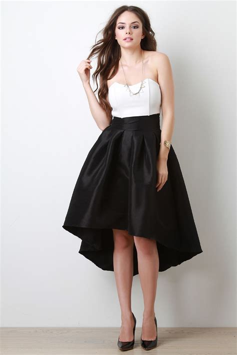 Taffeta Pleated High Low Skirt Skirt Fashion Long Sleeve Jersey
