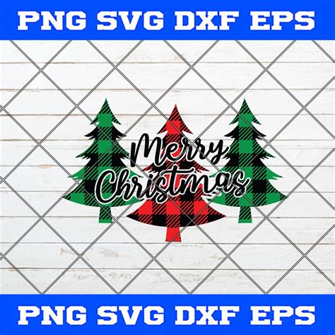 Merry Christmas Trees With Buffalo Plaid Christmas Svg Png Eps Dxf