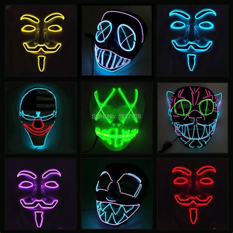 10 Color Option Vendetta El Wire Mask Flashing Cosplay Led Mask Costume