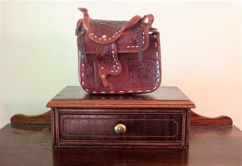 Miniature Tooled Tan Leather Saddle Shoulder Bag Excellent Etsy