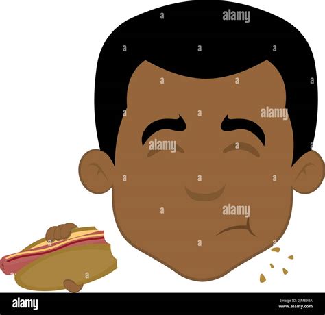 Vector Illustration Of A Cartoon Man Face Eating A Hot Dog Stock Vector