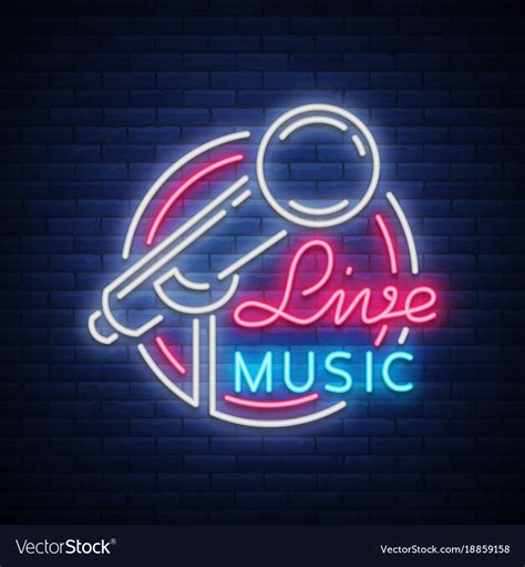 Live Musical Neon Logo Sign Emblem Royalty Free Vector Image