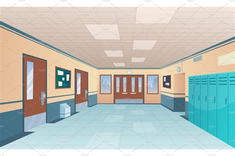 School Corridor Bright College School Hallways Anime Backgrounds
