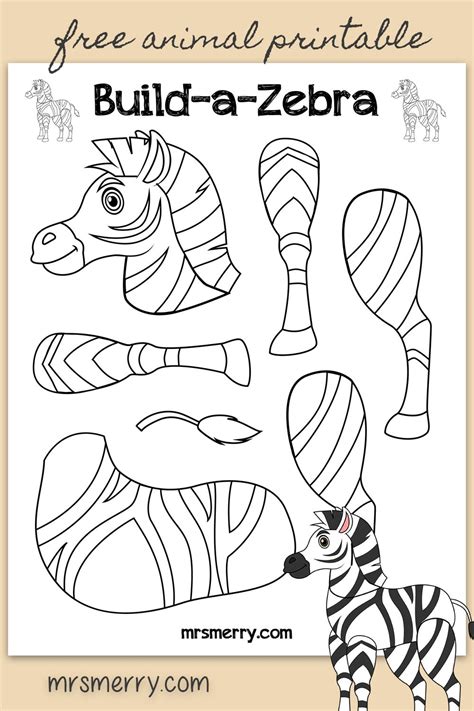 Build A Zebra A Free Kids Printable Mrs Merry Zoo Animal Crafts Animal Activities For