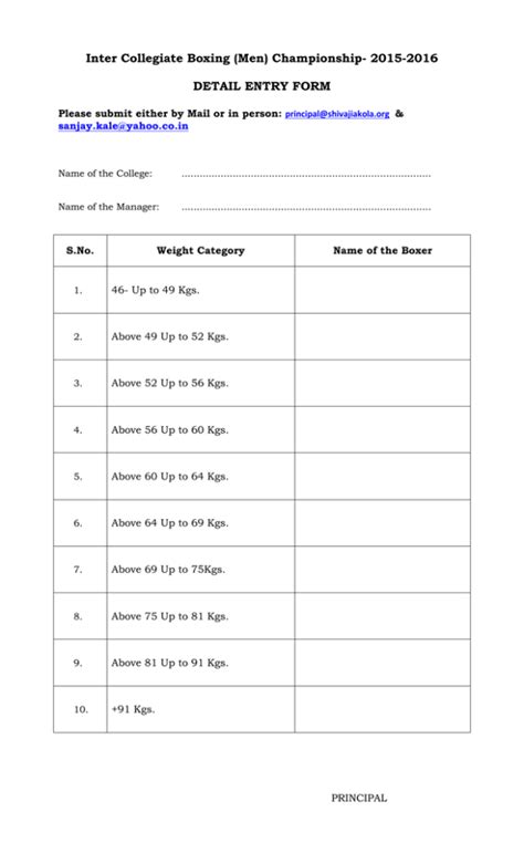 Boxing Detail Entry Form