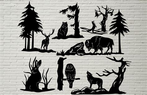 Animal Scene Svg Forest Dxf Stencil Wildlife Dxf For Plasma Etsy