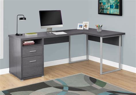 79 L Shaped Grey Corner Office Desk W Flexible Position