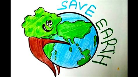 How To Draw Save Trees Earth Drawing Step By Step Save Environment