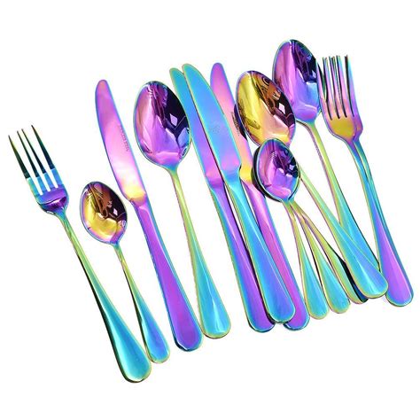 16 Pcs Tableware Set Colorful Romantic Dinner Set Rainbow Set In