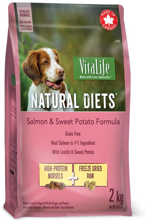 With all the flavors available, there are more options than ever. VitaLife Natural Diets Dog Food, Salmon & Sweet Potato ...