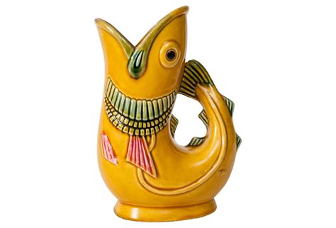 Vintage Ceramic Open Mouth Fish Vase Size 4 L X 25 W X 75 H