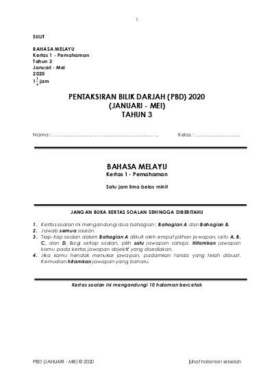 Tahap Penguasaan Pbd Bahasa Melayu Tahun Rph Ts Matematik Tahun