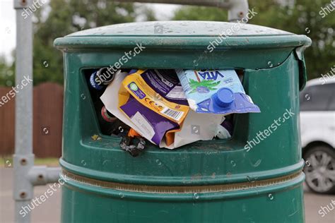 Uncollected Rubbish Overflows Bin King Georges Editorial Stock Photo