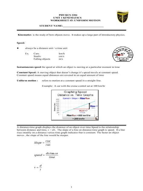 Fillable Online Physics 2204 Kinematics Worksheet 10 Problem Solving