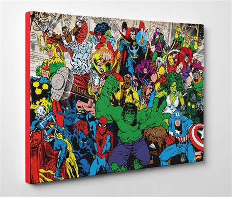 Big Art Shop Marvel Superheroes Comic Framed Canvas Art Print