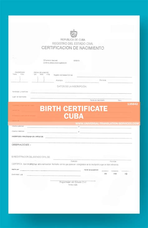Birth Certificate Translation Template Cuba At 15 Best Offer