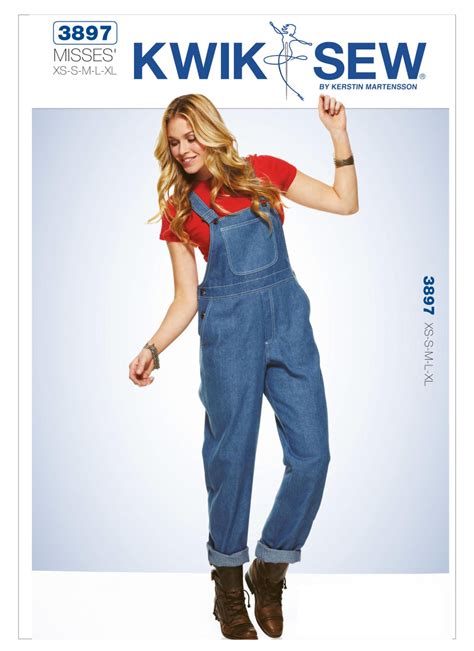 K3897 Misses Patch Pocket Overalls Sewing Pattern Kwik Sew Patterns Kwik Sew Kwik Sew