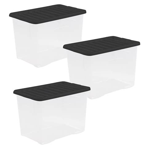 Buy 80 Liter Crystal Clear Plastic Storage Box With Secure Clip On