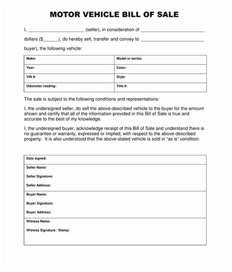 Illinois Motor Vehicle Bill Of Sale Form Fill Out Sig
