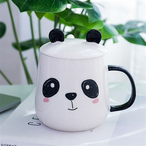 Panda Cup Funny Coffee Mugs Panda Cute Coffee Mugs With Lid And Spoon