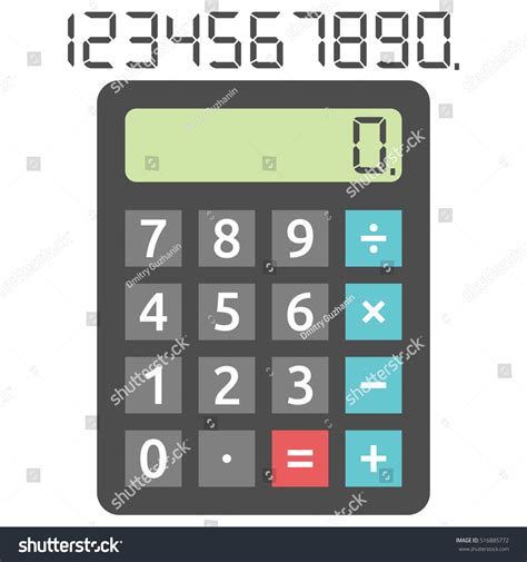 Basic Calculator Zero Number Set Digits Stock Vector Royalty Free
