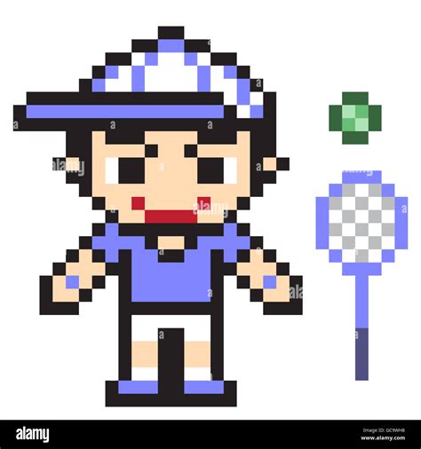 Illustration Design Pixel Art Tennis Stock Photo Alamy