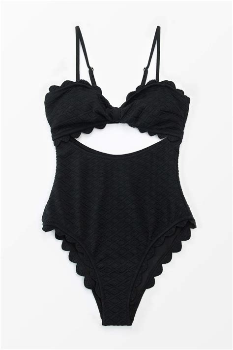 cupshe women s one piece swimsuit sexy black cutout scallop trim bathing suit buy online in uae