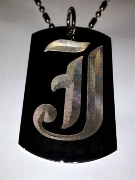 Letter J Old English Font Initial Military Dog Tag Luggage Etsy
