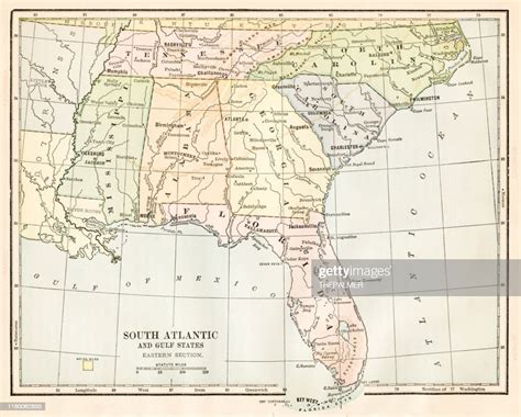 Map Southern States 1888 High Res Vector Graphic Getty Images
