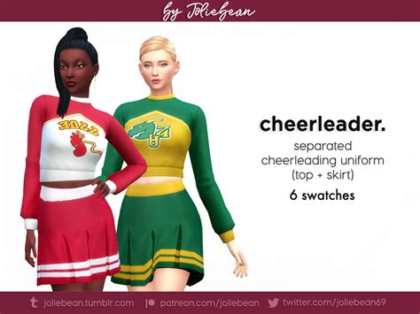 Sims Spice And Everything Nice — Cheerleader Uniform In 6 Swatches By