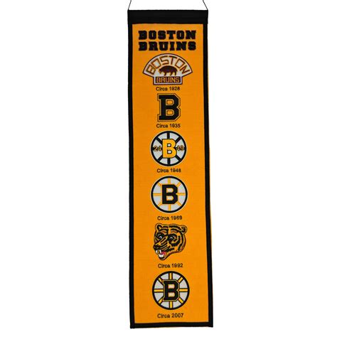 Boston Bruins Winning Streak Past Mascots Wool Fan Fave Banner 8x32
