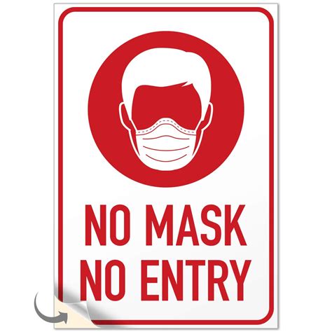 No Mask No Entry Sign 3 Pack 9x12 Inches 4 Mil Vinyl Decal Stickers