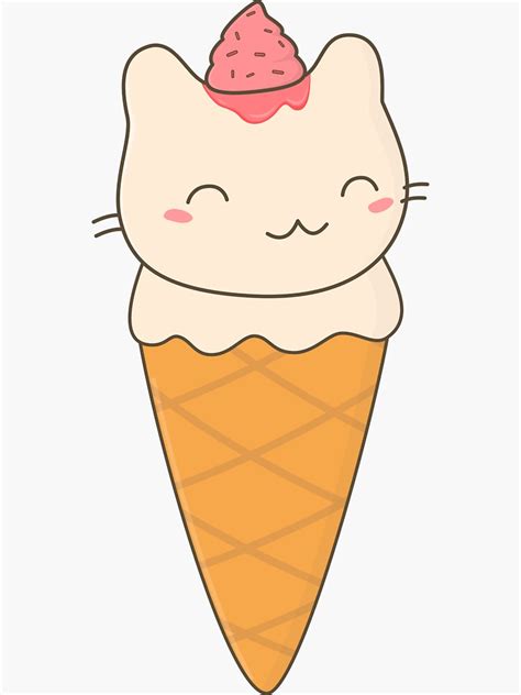 Kawaii Cute Cat Ice Cream Stickers By Happinessinatee Redbubble