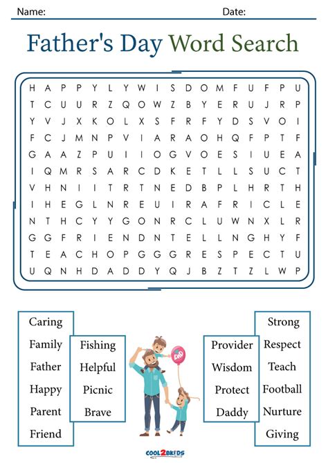 Printable Fathers Day Word Search Cool2bkids