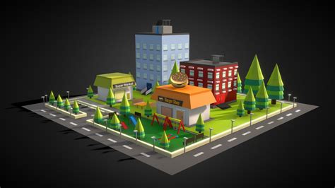 Little Low Poly City 3d Buy Royalty Free 3d Model By Mhdesigning