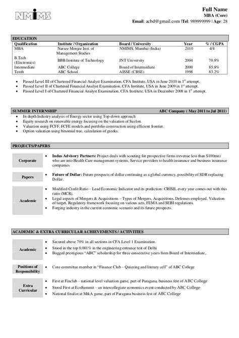 Sample Resume Format For Freshers Get Free Templates