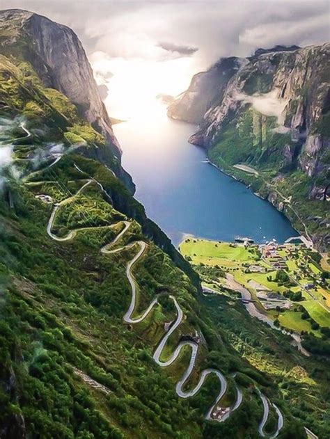 This Curvy Mountain Road In Lysebotn Rogaland Norway R