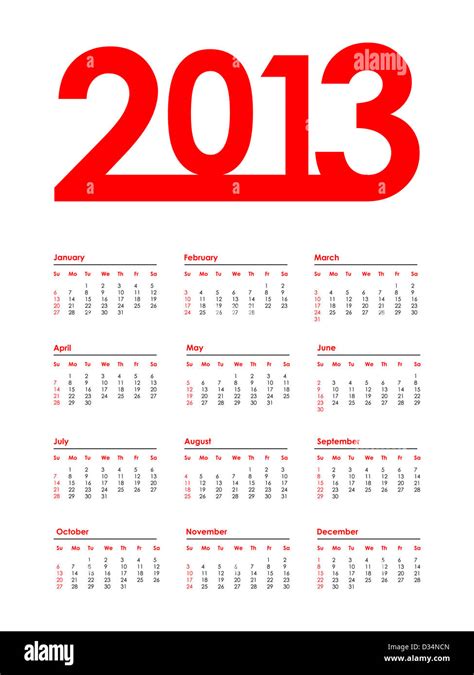 2013 Calendar With Special Design Stock Photo Alamy