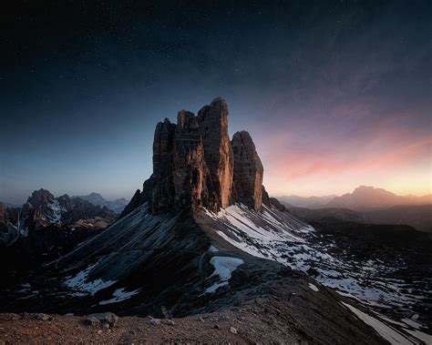 Epic View Of Tre Cime Di Lavaredo Mountain In Sunset Photograph By