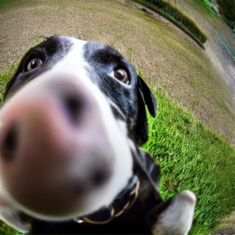 Fisheye Photo Of A Dog Poking Its Nose At The Camera Stable Diffusion