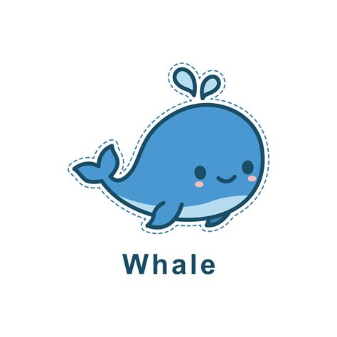 Cartoon Cute Baby Whale Happy Cartoon Style Illustration Vector