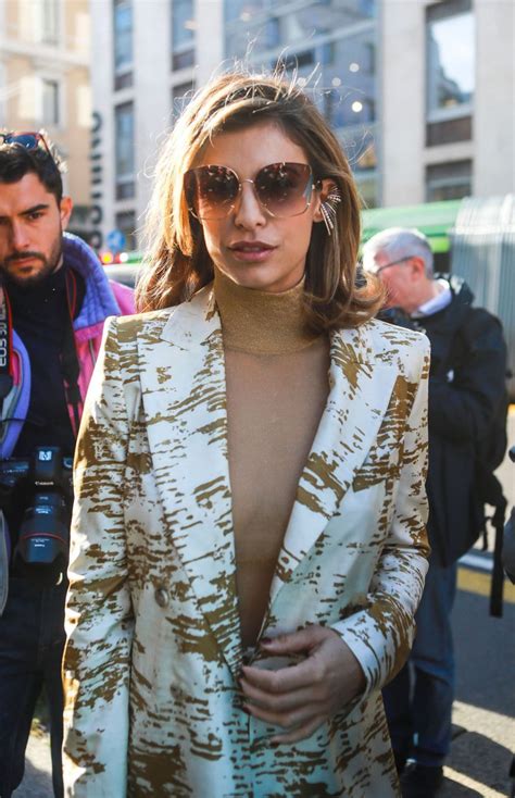 Braless Elisabetta Canalis Attends The Max Mara Fashion Show During