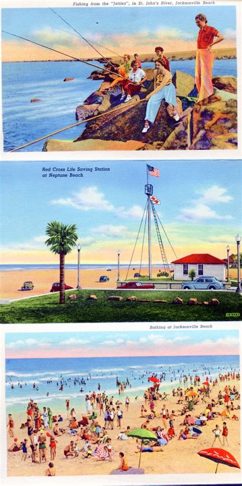 Jacksonville Beaches Tourist Postcard 1940s Whiteway Corner