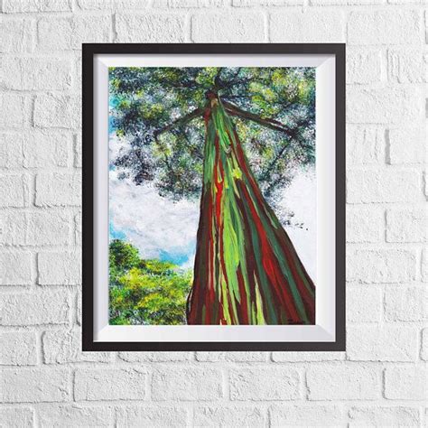 Rainbow Eucalyptus Tree Acrylic Painting Original Giclee Art Painting