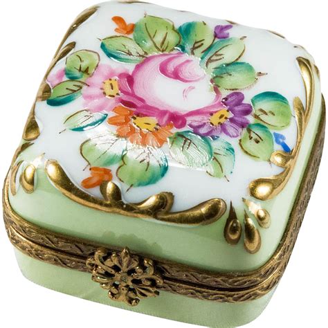 Antique Made In Limoge France Hand Painted Porcelain Hinged Trinket Box