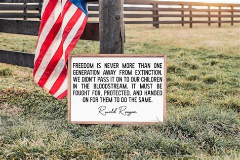 Patriotic Wall Art Ronald Reagan Quote Freedom Military Etsy