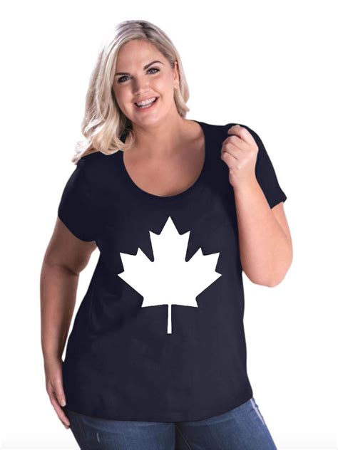 Iwpf Womens And Womens Plus Size Canada Leaf Curvy T Shirt Up To Size 26 28